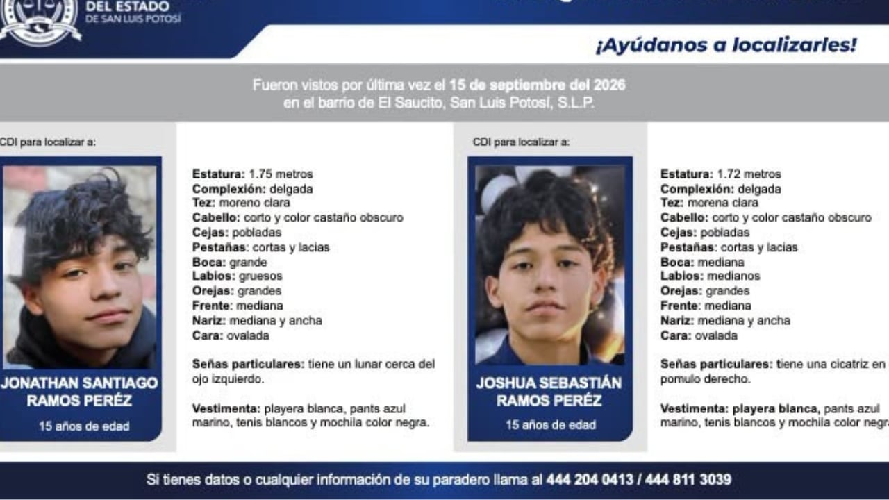 ¿Los has visto? Emiten ficha de búsqueda para localizar a dos adolescentes en San Luis Potosí
